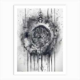 Time Running Drawing Abstract Art Print