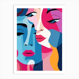 Two Women'S Faces Art Print