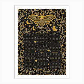 Luna Moon Golden Calendar 2024 Art Print