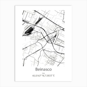 Beinasco,Italy Minimalist Map Art Print