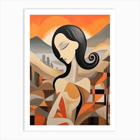 Woman In The Desert Art Print