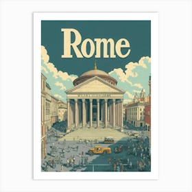 Aihrgdesign A Retro Travel Poster For Rome 3 Art Print