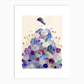 Lady In A Flower Flowy Dress Art Print