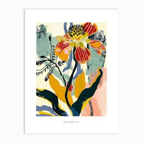 Colourful Flower Illustration Poster Buttercup 1 Art Print