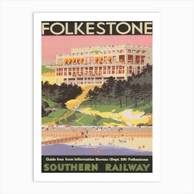 Folkestone, England Vintage Ski Poster Art Print