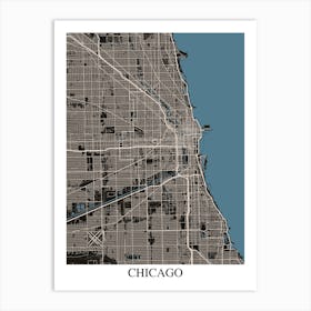 Chicago Illinois Black Blue Art Print