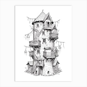 The Tangled Tower (Tangled) Fantasy Inspired Line Art 4 Art Print