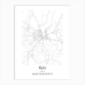 Kyiv,Ukraine Minimalist Map Art Print