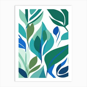 ocean blue leafs print 2 Art Print