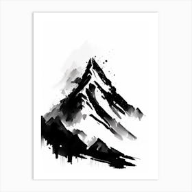 Mountain Peak Symbol Black And White Painting Art Print