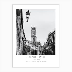 Edinburgh Scotland Black And White Art Print