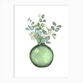 Natural Style Green Leaves Watercolour Art Print