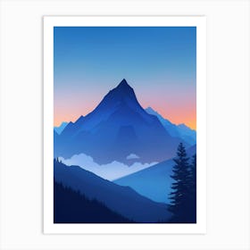 Misty Mountains Vertical Composition In Blue Tone 161 Art Print