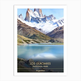 Los Glaciares National Park Argentina Patagonia Watercolour 2 Art Print