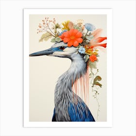 Bird With A Flower Crown Great Blue Heron 3 Art Print
