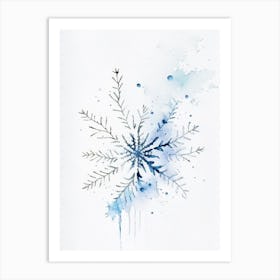 Nature, Snowflakes, Minimalist Watercolour 2 Art Print