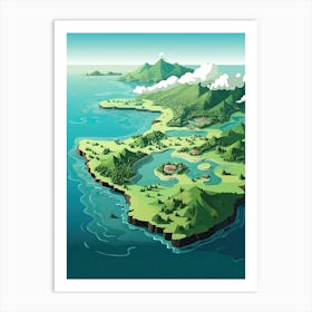 Seychelles, Flat Illustration 1 Art Print