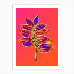 Neon King Solomon's Seal Botanical in Hot Pink and Electric Blue n.0501 Art Print
