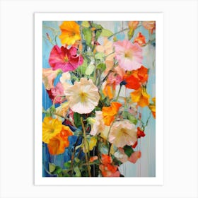 Abstract Flower Painting Hollyhock Art Print