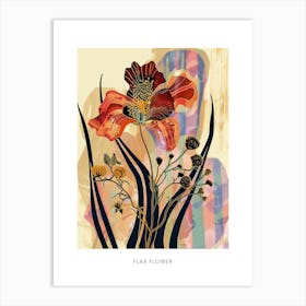 Colourful Flower Illustration Poster Flax Flower 3 Art Print