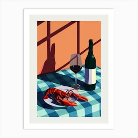 Lobster And Wine Modern Creative Paint Art Print