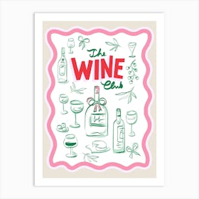 The Wine Club Summer Sketch and typography Art Print