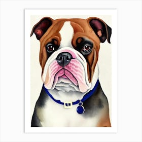 Bulldog 3 Watercolour Dog Art Print