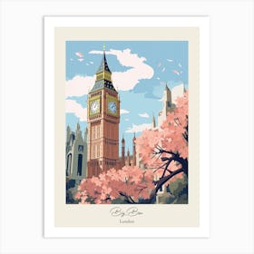 Big Ben, London   Cute Botanical Illustration Travel 11 Poster Art Print