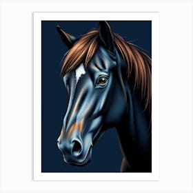 Horse Portrait in Dark Color Art Print