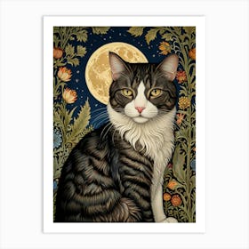 William Morris Cat In The Moonlight 4 Art Print