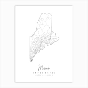 Maine Minimal Street Map Art Print