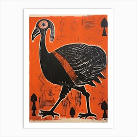 Turkey, Woodblock Animal  Drawing 2 Art Print