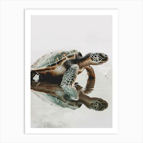 Sea Turtle Staring Into The Water Illustration 1 Art Print