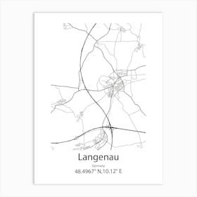 Langenau,Germany Minimalist Map Art Print