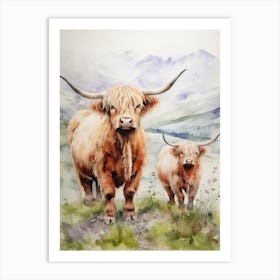 Two Curious Highland Cows 2 Art Print