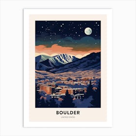Winter Night  Travel Poster Boulder Colorado 1 Art Print