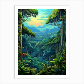 Monteverde Cloud Forest Pixel Art 2 Art Print