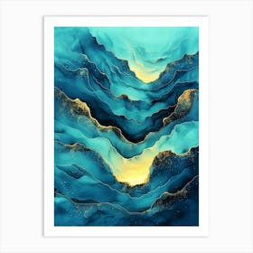 Blue landscape abstraction painting Art Print