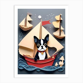 Boston Terrier In A Boat-Reimagined 4 Art Print