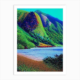 Kauai Hawaii Pointillism Style Tropical Destination Art Print