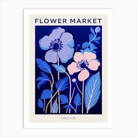 Blue Flower Market Poster Orchid 4 Art Print
