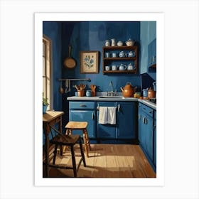 Blue Kitchen 1 Art Print