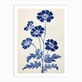 Blue Botanical Cineraria 1 Art Print