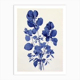 Blue Botanical Bougainvillea 3 Art Print