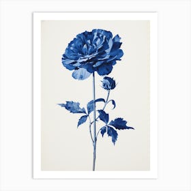 Blue Botanical Peony 1 Art Print