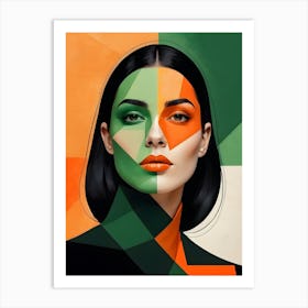 Geometric Woman Portrait Pop Art (20) Art Print