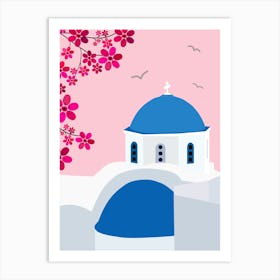 Santorini | 02 - Pink Art Print