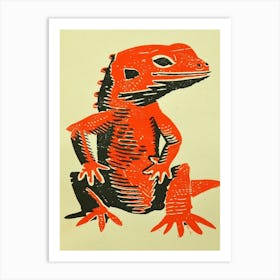 Red Malaysian Cat Gecko Block Art Print