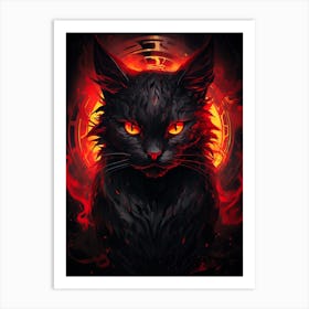 Black Cat With Red Eyes 1 Art Print