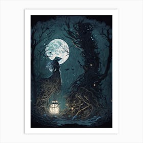 Witch Lady In The Forest Art Print